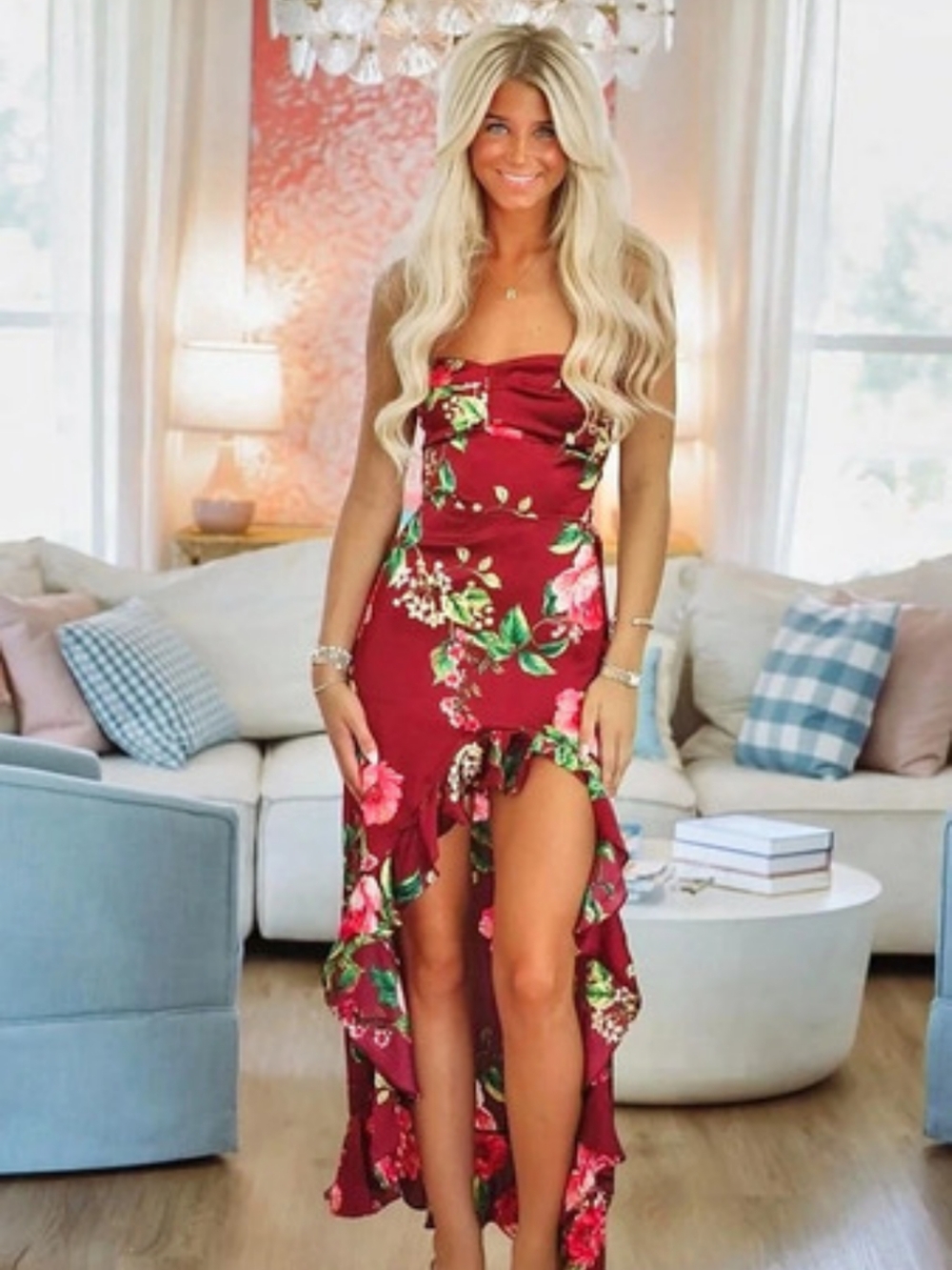Dress Forum Mesmerized in Merlot Maxi Dress Floral Maxi Dress in Burgundy Size M